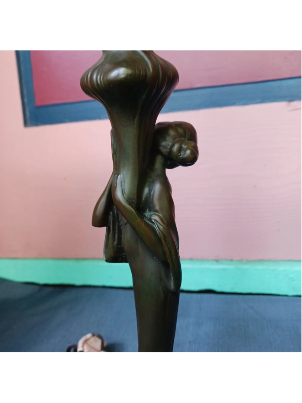 Art Nouveau Style Figural Lady Lamp Bronzed Metal 22